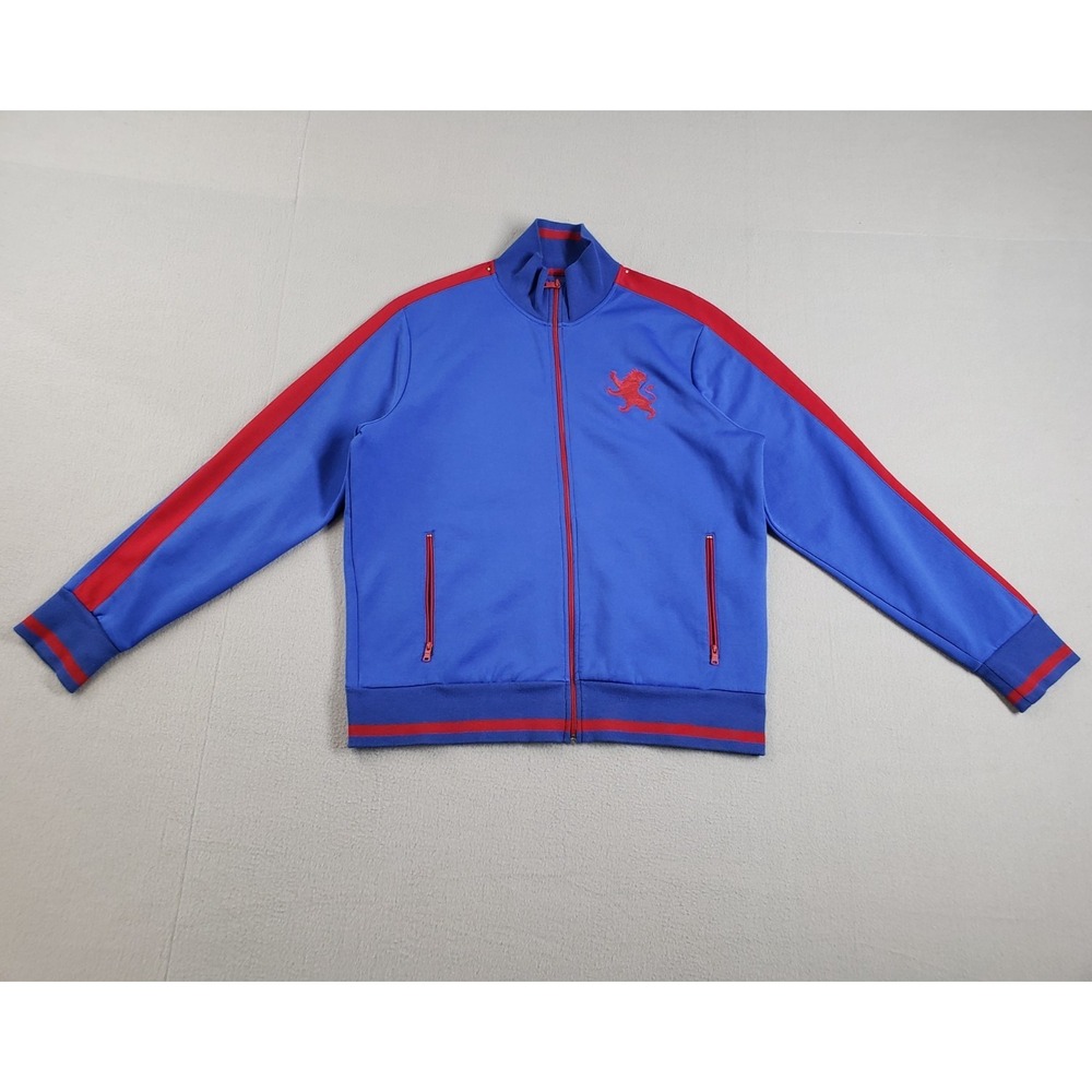 Express Men Activewear Jacket XL Blue Red Full Zip Chest Logo Pockets Pullover